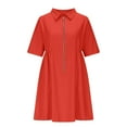 thumbnail image 4 of Weiqiqre Casual Dresses for Women Zip Up Cap Sleeve V Neck Casual Flowy Midi Dresses with Pockets, 4 of 6
