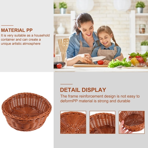 Milisten Brown Woven Storage Basket, Handmade Natural Decorative Fruit and Holder with Stable Base, 1 Piece
