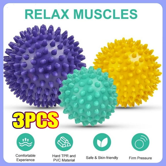 3 PCS Piky Massage Ball, Hard Spiky Massage Ball Roller Set, Professional Physical Therapy Massage Balls