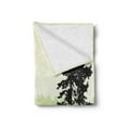 thumbnail image 2 of Nature Soft Flannel Fleece Throw Blanket, Nature Theme Pine Tree Silhouette on an Abstract Style Background, Cozy Plush for Indoor and Outdoor Use, 70" x 90", Lime Green Army Green, by Ambesonne, 2 of 5