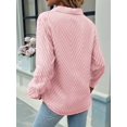 thumbnail image 4 of Women'S Button Down Shirts Long Sleeve V Neck Business Casual Plain Blouses Top Pink M, 4 of 9