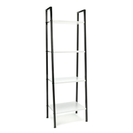 ESS-1045-BLK-WHT Office Furniture Essential Series Modern Style Durable Black Metal Frame 4-Shelf White Bookshelf
