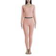 thumbnail image 1 of Gibobby Ropa interior Nueva ropa de otoño para mujer y pantalones, terciopelo doble, sin costuras, cuello en U, pantalones de manga larga, conjunto de ropa interior térmica de color（Rosa， XXXL), 1 of 4