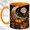 Orange, variant on Moon Pumpkin Coffee Mug, Celestial Floral Mug, Ceramic 11 oz