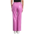 thumbnail image 3 of Pantalones de cuero sintético DARING DIVA para mujer, de cintura alta, pierna recta, estilo punk, PU, color rosa S, 3 of 6