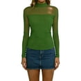 thumbnail image 3 of Women's Stretch Mesh Knit Long Sleeve Top Tops Shirts Blouses Crewneck Slim Fit Base Layer Solid Color Soft Breathable Casual Daily Wear Work Office Travel Fashion Essential Gift for Women, 3 of 9