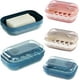 thumbnail image 1 of Jabonera de plástico, 3 piezas Jabonera de viaje portátil Jabonera con tapa Jabonera de plástico impermeable para baño, viajes, camping (blanco roto, rosa, azul oscuro) JAMW Sencillez, 1 of 5