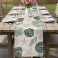 thumbnail image 4 of Sage Green Coastal Table Runner 90 Inches, Starfish Shell Coral Summer Beach Rustic Bed Runner Dresser Scarves Tabletop for Indoor Outdoor Parties/Ceremony/Banquet, 13" x 90", 4 of 9