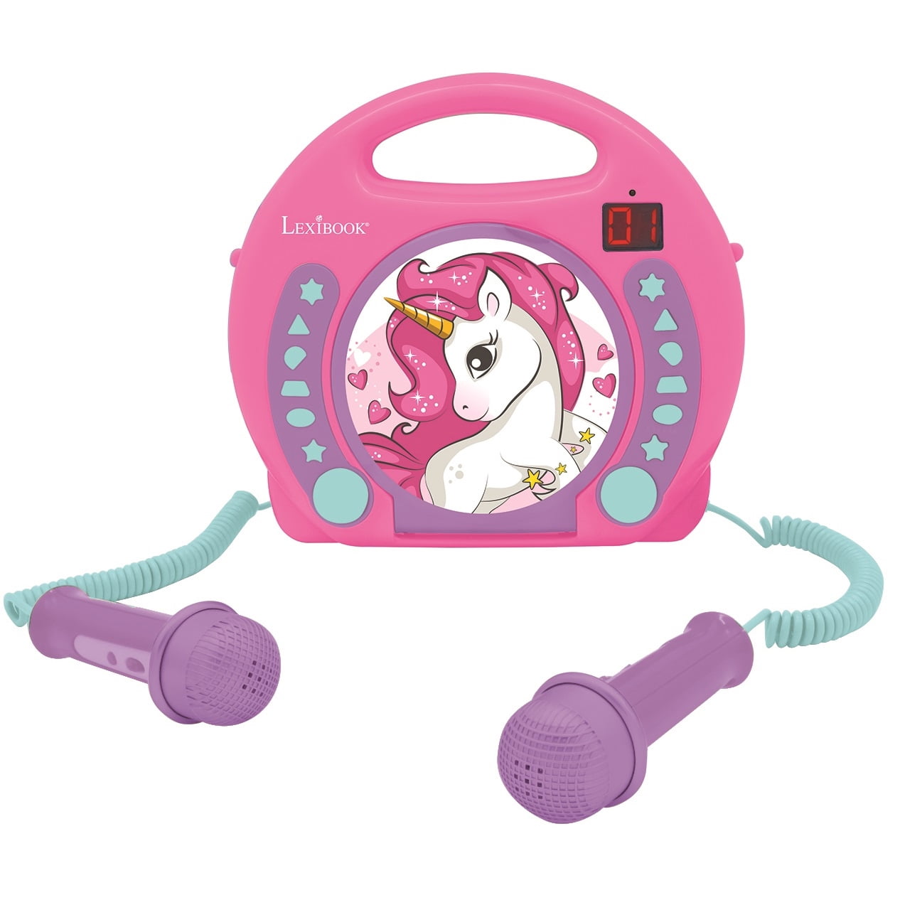 Lexibook Unicorn, CD player, Programming function, headphones jack, for kids, Blue/Pink