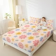 thumbnail image 4 of jejeloiu Kawaii Flower Daisy Full Size Sheets,Natural Botanical Theme Bed Sheets,Pink Blue Orange Sheet Sets For Children,Microfiber Bedroom Decor,4-Piece, 4 of 7