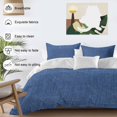 thumbnail image 4 of Navy Blue Duvet Cover Set, Vintage Country Monochrome Farmhouse Soft Duvet Cover Twin Size Bedding Set 4 Pieces, 1 Quiltcover and 2 Pillowcases with Zipper, 1 Bed Sheet for All Seasons, 4 of 9