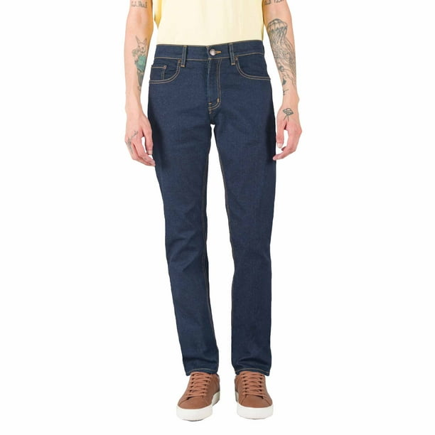 Jeans Oggi Hombre Corte Recto Slim Fit Azul Oggi Jeans Iron Rebel Suavizado