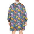 thumbnail image 2 of Wearable Oversized Blanket,Colorful Dinosaurs Floral Motifs Pattern Wearable Blanket Hoodie for Adults,Cozy Hooded Blankets with Super Pockets,Super Warm Fuzzy Pullover for Women & Men, 2 of 6