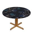 thumbnail image 2 of YFYANG Round Fitted Table Cloth, Waterproof Vintage Abstract Floral Pattern Polyester Table Cover, Indoor Outdoor Decorative Tablecloths with Elastic Edge, 2 of 7