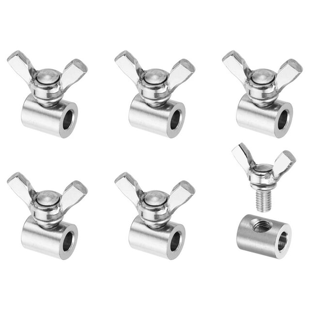 Unique Bargains 304 Stainless Steel 5mm Hole Wire Rope Clips, 6Pcs Wire Rope Clamp Fasteners Screws, Silver