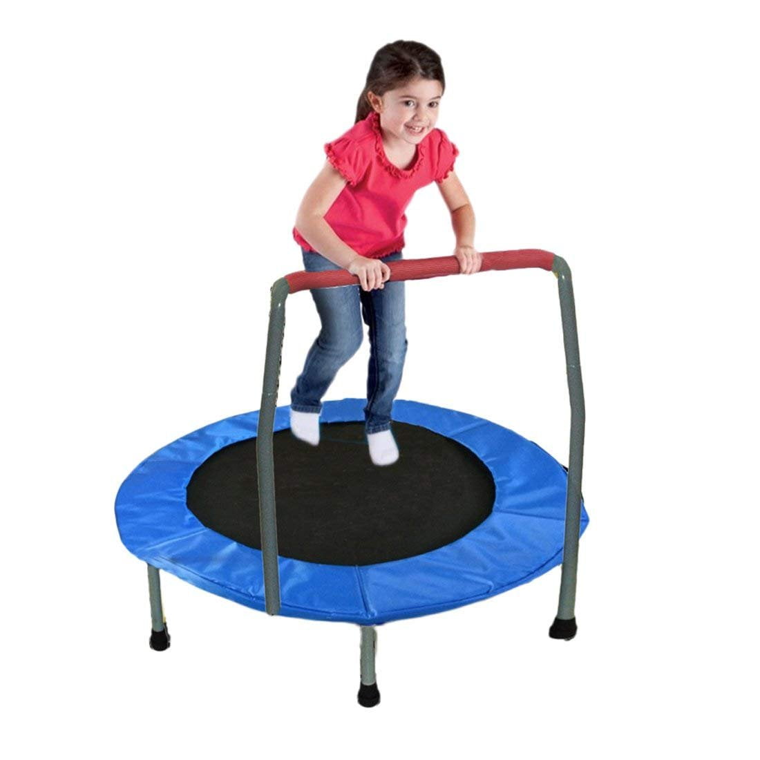 Scallop Foldable Fitness Trampoline Adult Kids Mini Rebounder Trampoline with adjustable Handrail for Indoor Outdoor Exercise Jumper UK Stock 