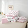thumbnail image 6 of Manfei Pink Bowknot Ribbon 7-Piece Bedding Comforter Set,Cartoon Bow Tie King Bedding Sets,Princess White Pink Bed Sheets For Girls,Microfiber Bedroom Decor Reversible, 6 of 8
