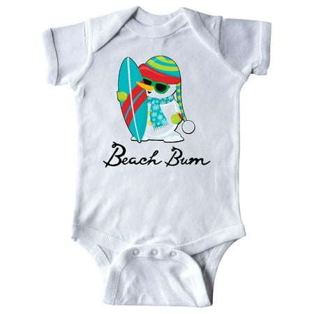 

Inktastic Beach Bum surfing snowman at the beach Gift Baby Boy or Baby Girl Bodysuit