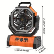 Rechargeable Camping Fan-20000mAh Battery Powered Tent Fans with LED Lantern, Hanging Hook, Auto-Oscillating, Quiet Portable Ceiling Table Fan for Car Travel RV Camp Hurricane Emergency