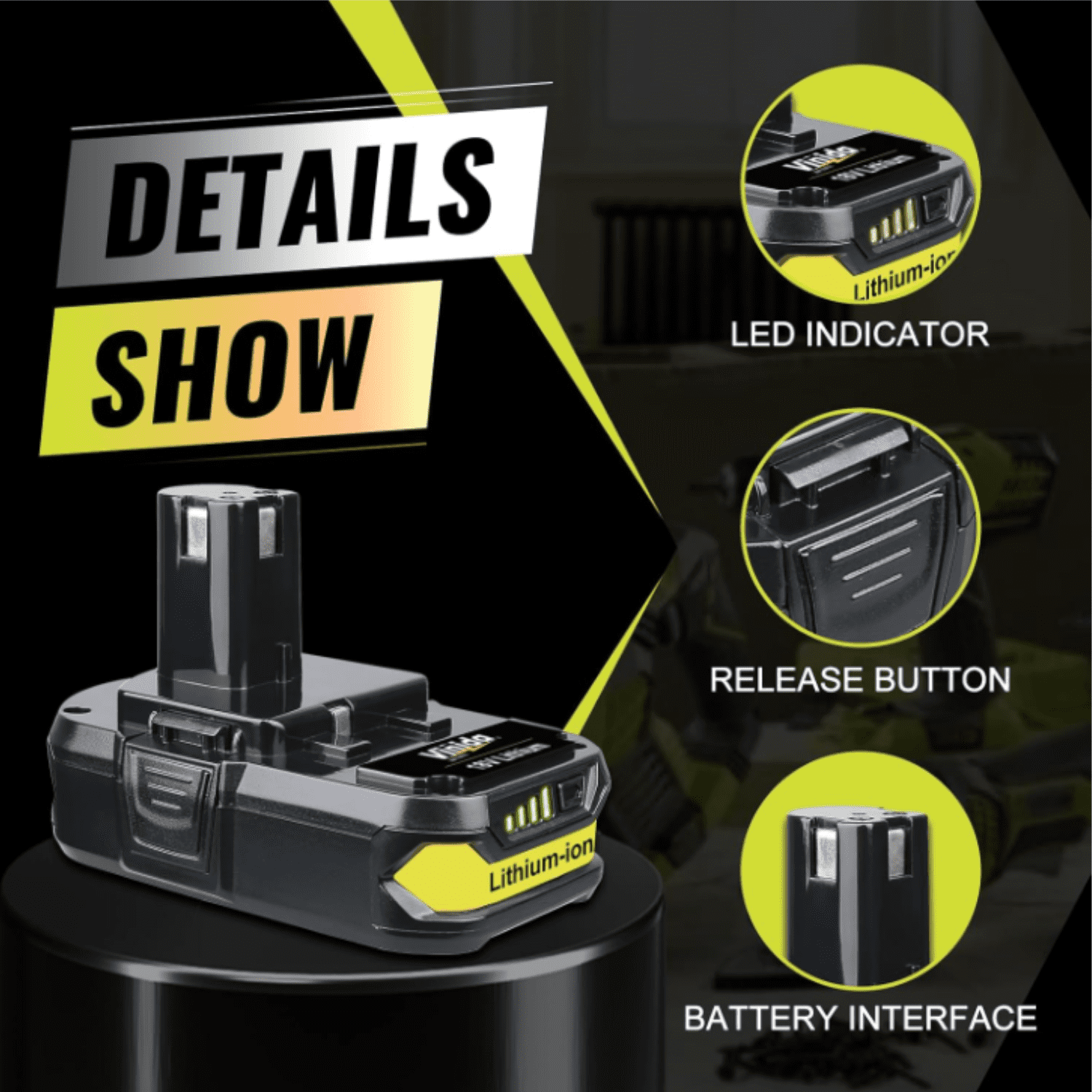 2Packs Replace for Ryobi P102 Battery 18V 3.6Ah Li-lon Battery P102 P105 Cordless tools