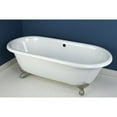 thumbnail image 3 of Aqua Eden 66" Cast Iron Clawfoot Tub Double Ended with Feet No Faucet Drillings, White/Polished Chrome, 3 of 6