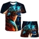 thumbnail image 1 of Conjuntos de ropa de lobo de 1 a 14 años para niños y niñas, camisetas de manga corta, pantalones cortos, trajes Unisex de 2 uds, ropa informal de dibujos animados para niños, Outfits10T Gao Jinjia LED, 1 of 2