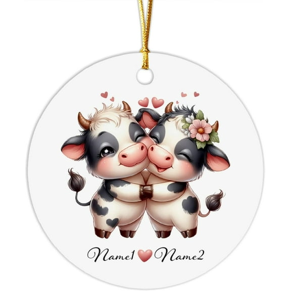 Cow Couple Ornament Gift for Husband Wife, Personalized Cow Christmas Ornament 2025, Customized Married Xmas Ornament, Custom Wedding Ornament Present with Name, New Couple Ornament Keepsake BVxcML