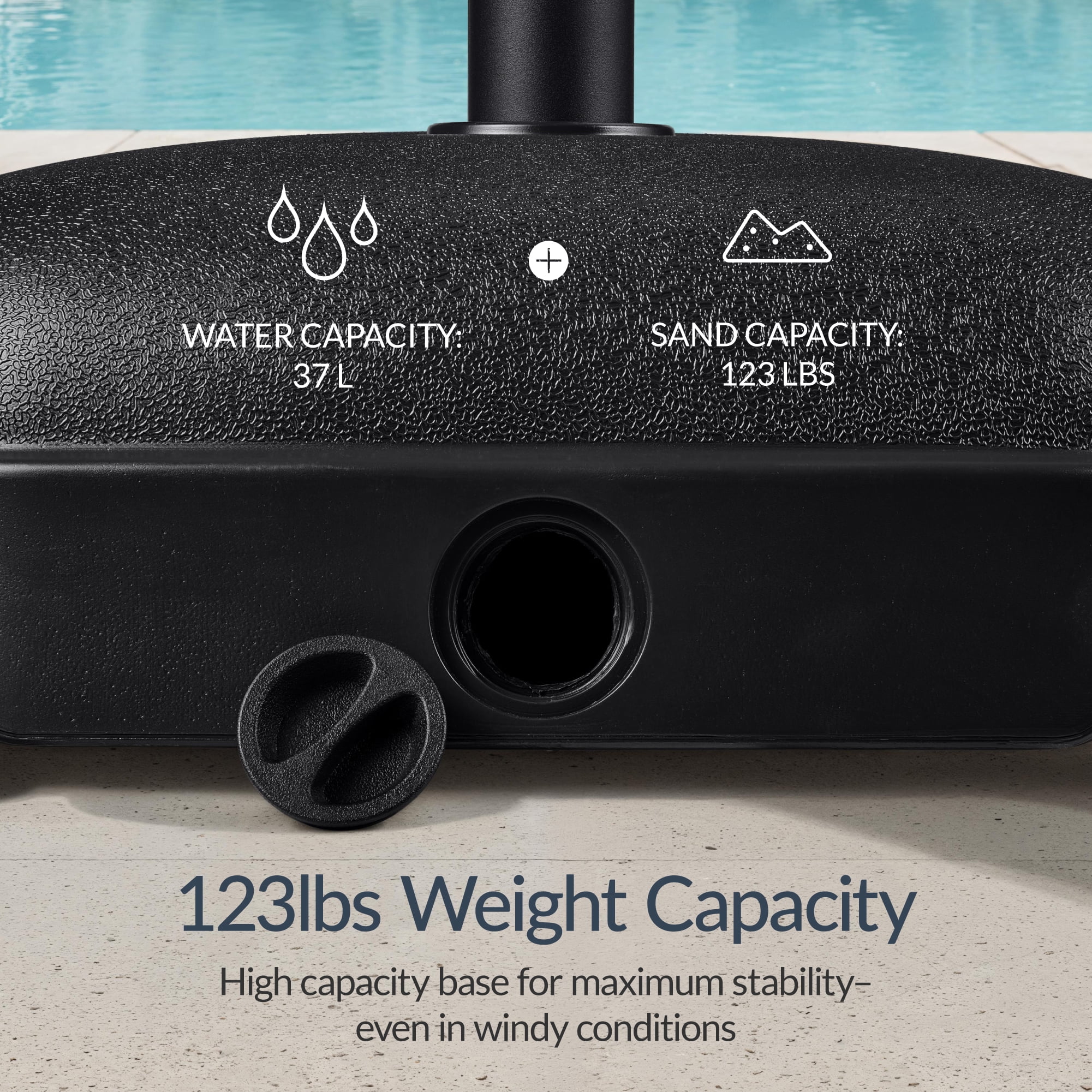 Best Choice Products 123lb Capacity Fillable Mobile Umbrella Base for Patio, Deck, 4 Wheels - Dome Square Black