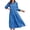 Blue, variant on Womens Casual 3/ 4 Sleeve Shirt Dress Button Down V Neck Tiered Collared Flowy Maxi Dress