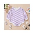 thumbnail image 2 of Bagilaanoe Newborn Baby Girl Boy Oversize Romper Sweatshirt Long Sleeve Bodysuit Checkerboard Print Pullover 3M 6M 12M 18M Fall Tops, 2 of 9