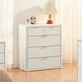 thumbnail image 5 of Fluted 5 Drawers Dresser, 34" Tall Modern Chest of Drawers, Curved Profile Design, Wood Drawer Organizer for Bedroom, Living Room, Entryway, White, 5 of 7