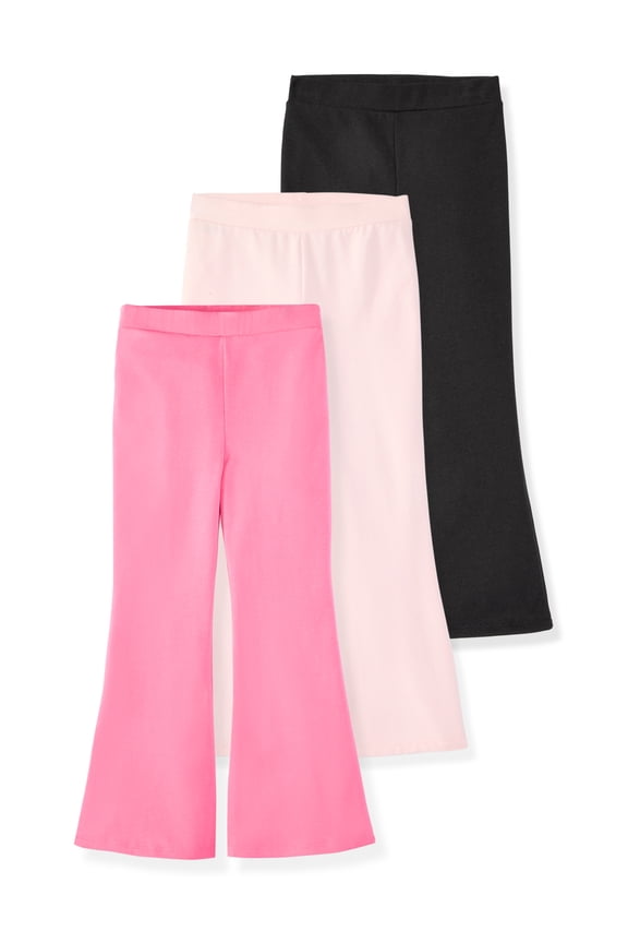 Newborn, Baby & Toddler Girl Cotton Pull-On Flare Leggings, 3-Pack, Sizes 0-6T