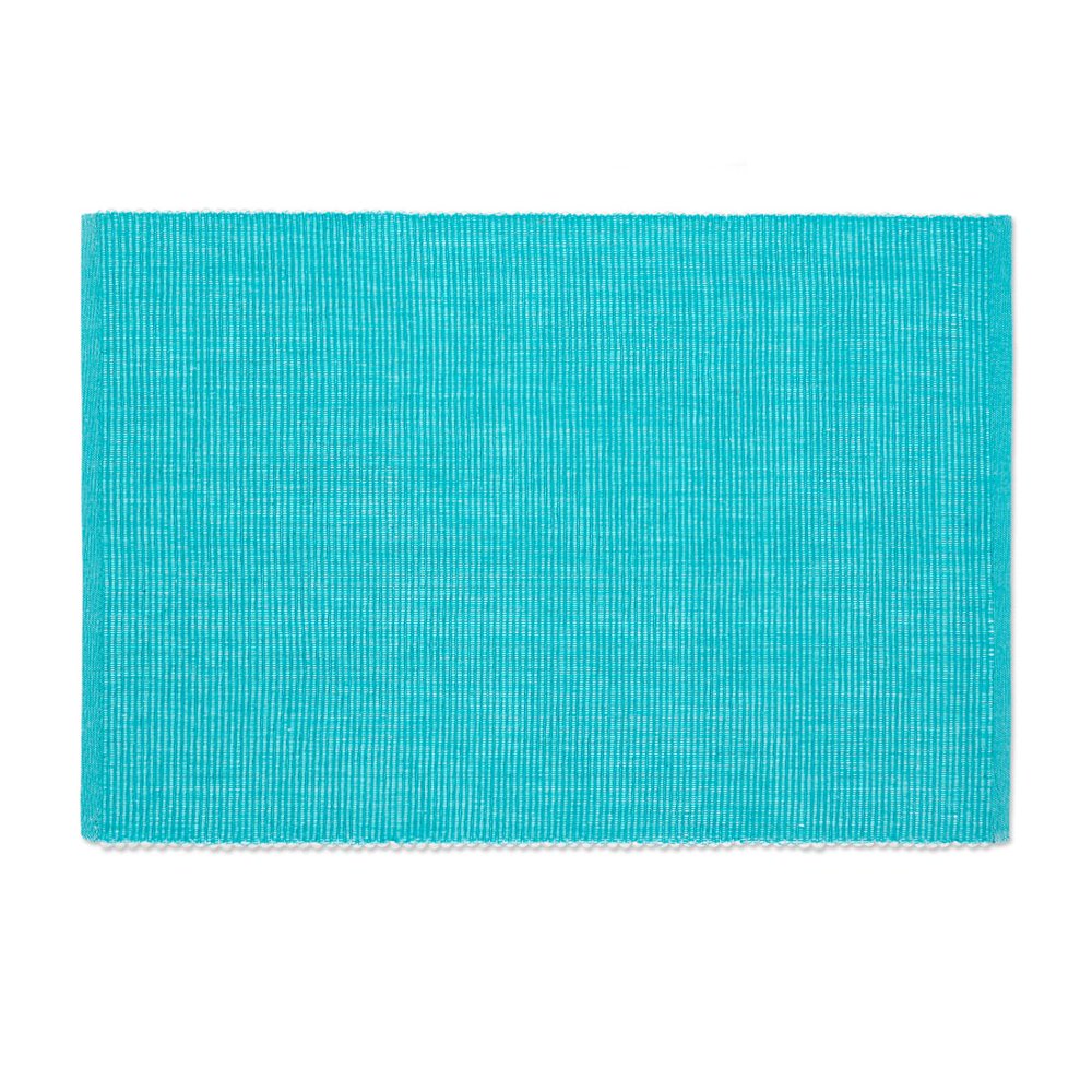 Linen Tablecloth Ribbed Cotton Placemat Set (Set of 4), Carribean