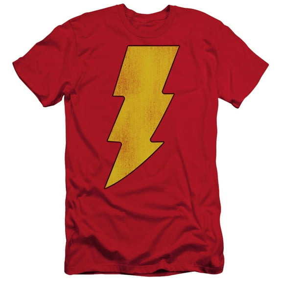 DC Comics Shazam Logo Distressed S/S Adult 30/1 T-Shirt Red