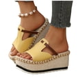 thumbnail image 5 of Miluxas Platform Wedge Sandals for Women Summer Dressy Open Toe Espadrilles Sandals Casual Outdoor Anti-Slip Slippers Yellow 6(37), 5 of 9