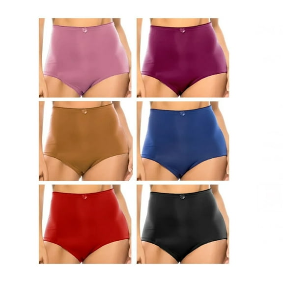 Women's Plain Panty Girdle Underwear High Waisted Multicolor Briefs 12 Pack (S)