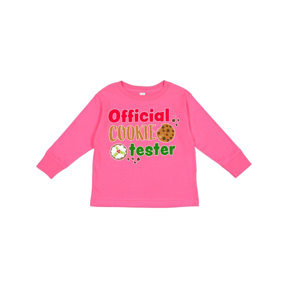 Inktastic Official Cookie Tester Christmas Cookies Boys or Girls Long Sleeve Toddler T-Shirt