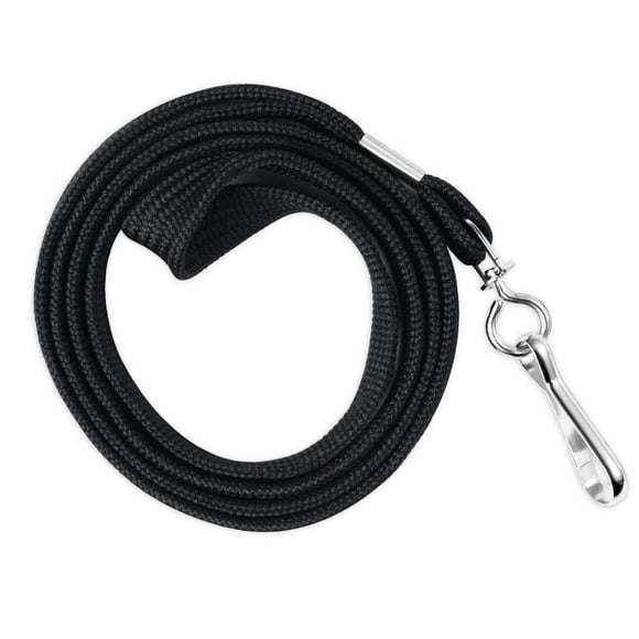 HOSL 100 Pack Badge Lanyards Office Lanyard ID Card Lanyards Business Card Lanyards Students Lanyards Employee Lanyards Round 36"" With Swivel Hook (Wide Black)