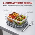 thumbnail image 3 of 5 Pack 36 oz Glass Meal Prep Containers,2 Compartment Glass Storage Containers with Lids - Dishwasher, Microwave, Oven and Freezer Safe for Kitchen Organization & Food Storage, 3 of 9