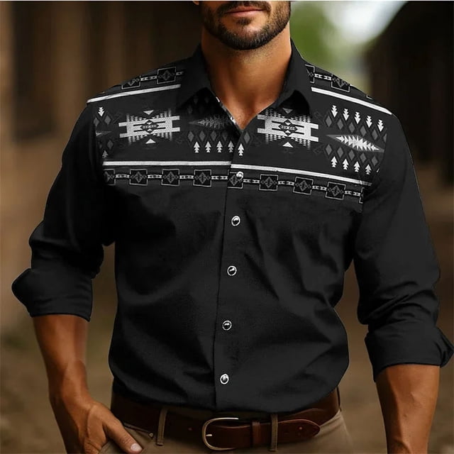 Camisa étnica tribal retro para hombre, ropa informal para exteriores, suave, de talla grande, de alta calidad, estilo nuevo 2024
