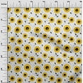 thumbnail image 3 of oneOone Cotton Cambric White Fabric Floral Sunflower With Honey Bees Sewing Craft Projects Fabric Prints By Yard 56 Inch Wide, 3 of 4