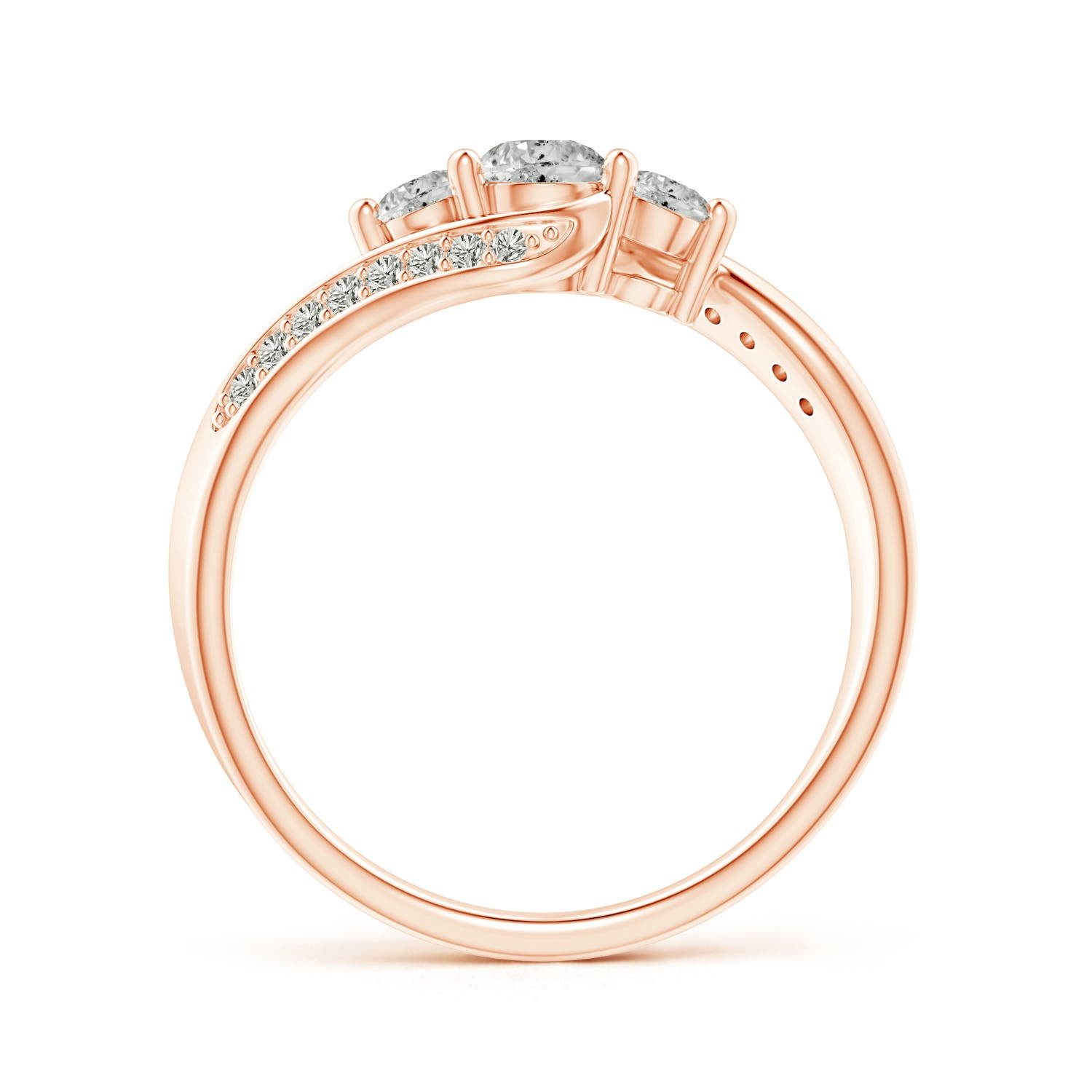 Angara Natural Diamond Three Stone Engagement Ring in 14K Rose Gold for Women - April Birthstone Jewelry | Round Diamond Ring (Ring Size - 7.5)