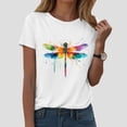 thumbnail image 2 of GEWSEY Women's Dragonfly Graphic Tees Trendy Casual Loose Summer Funny Cute Printed Short Sleeve Shirts Tops (White, 3XL), 2 of 8