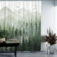 thumbnail image 3 of Green Misty Forest Shower Curtain Set Ombre Sage Green White Waterproof Fabric Shower Curtains Nature Tree Mountain Woodland Decorative Bathroom Bath Curtain Decor (72'''' × 72'''', Green), 3 of 6