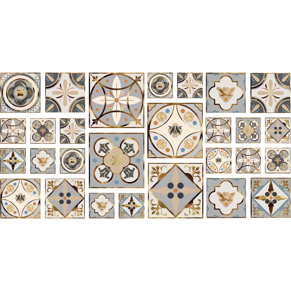 28pcs Decorative Peel and Stick Tile Decals Oilproof Kitchen Wall Tile