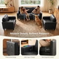 thumbnail image 4 of LAZZO 73" Faux Leather Couch, 3-Seater Sofa with USB Charging Ports and Tufted Armrests for Living Room and Office, Black, 4 of 8