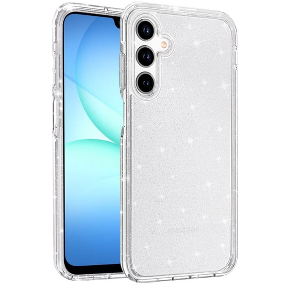 XPM for Samsung Galaxy A17 5G Phone Case, Transparent Glitter Shiny Sparkle Bling TPU Rubber Hard Back Hybrid Frame Shockproof Cover for Samsung A17 5G (Clear)