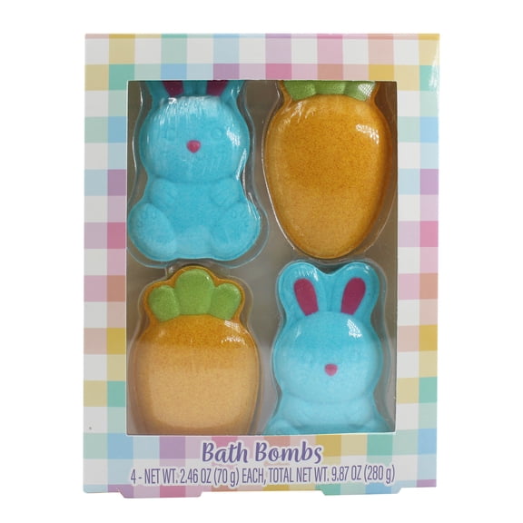 U Style Easter Scented Bath Fizzies 4-Pack Blue Bunnies and Orange Carrots