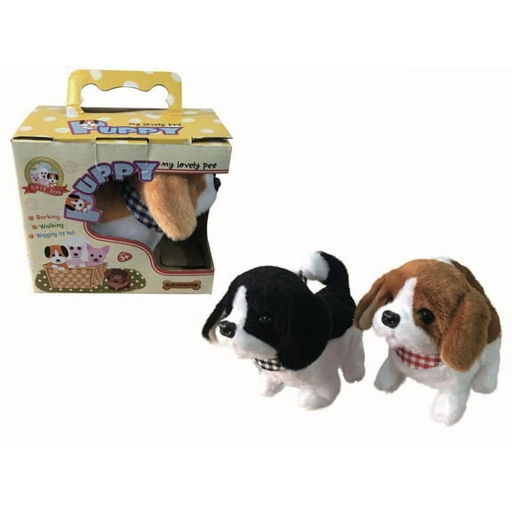 One Walking Toy With Sound Tail Wagging Plush Baby Beagle Puppy Faux Dog Cavalier King Charles Spaniel Random Color