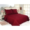 "All for You 3pc Reversible Quilt Set, Bedspread, and Coverlet--5 different sizes-Burgundy color ( full/queen 86""x 86"" with standard pillow shams)"